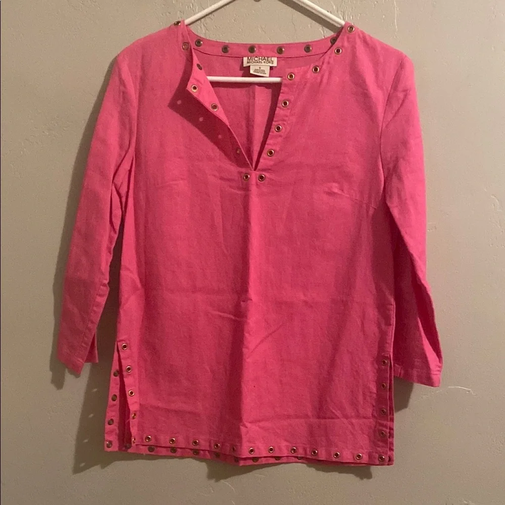 MICHAEL Michael Kors Pink Tunic with Gold Accents Woman Small - Picture 1 of 7